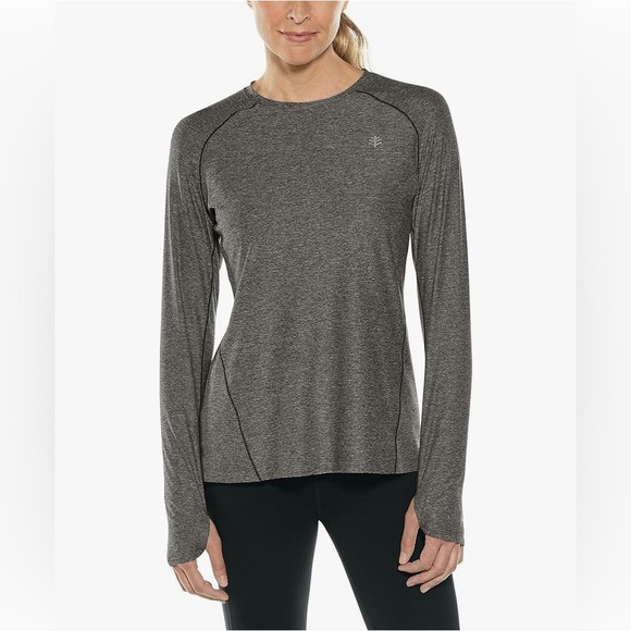 Coolibar Women's Devi Long Sleeve Fitness T-Shirt UPF 50+ Charcoal Heather S - Picture 1 of 13